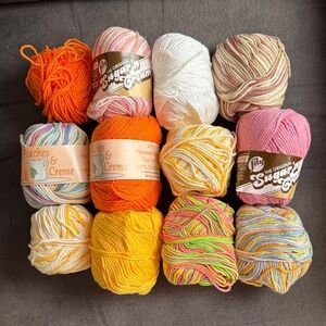 Lily Yarn 100% Cotton Peaches and Creme, Sugar and Creme Yarn Partial and New